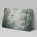 Framed canvas print of a misty oriental bamboo forest in ink wash style