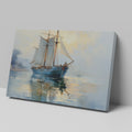 Framed canvas print of tranquil dawn light with an elegant sailing ship reflecting in the ocean