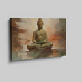 Framed canvas print of a serene Buddha in meditation with abstract background