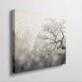 Framed canvas print of cherry blossom tree with ink wash effect