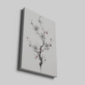 Framed canvas print of monochrome cherry blossoms with red accents