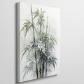 Framed canvas print of stylised bamboo and white flowers in watercolour