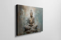 Framed canvas print of a meditative Buddha in abstract earthy tones