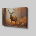 Framed canvas print of a majestic stag in an autumn forest with golden light