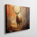 Framed canvas print of a majestic stag in a vivid autumn forest