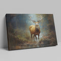 Framed canvas print of a majestic stag in an autumnal forest with rich earthy colours