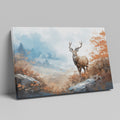 Framed canvas print of a majestic stag in a stylised autumn forest scene