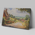 Framed canvas print of a summer countryside scene with traditional brick houses and a country road