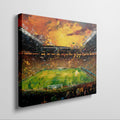 Framed canvas print of an abstract vibrant football stadium scene