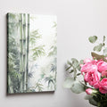 Framed canvas print of serene bamboo in watercolours with soft green shades