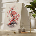 Framed canvas print of sakura blossoms and Mount Fuji in pastel shades