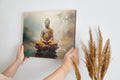 Framed canvas print of a serene Buddha in meditation with earthy tones