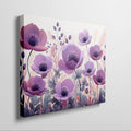 Framed canvas print of stylised anemone flowers in lavender and mauve hues