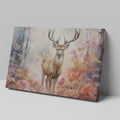 Framed canvas print of a majestic stag in a misty autumn forest