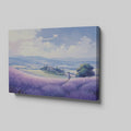 Framed canvas print of a scenic countryside with lavender fields and a rustic house