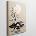 Framed canvas print of minimalist Zen style artwork with tree silhouette and candle