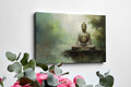 Framed canvas print of a meditative Buddha in serene colors