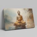 Framed canvas print of a serene Buddha in meditation with earthy tones